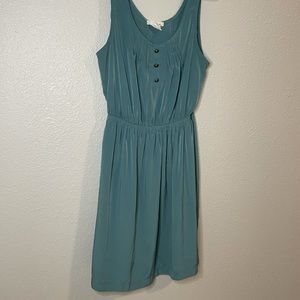 Green Faux Button Dress